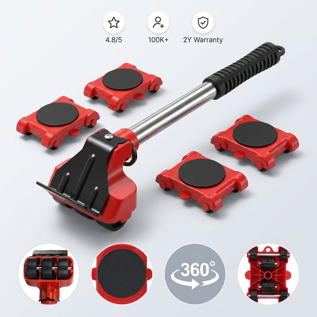 4dílná sada pro zvedání a stěhování těžkého nábytku - zvedněte bez námahy až 150 kg nábytku